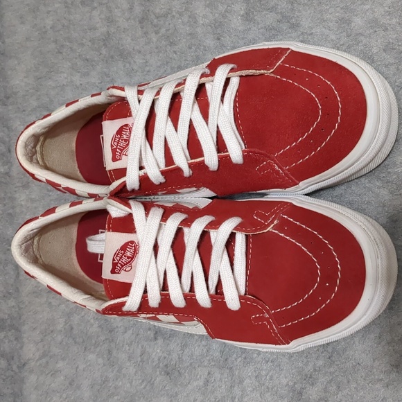 Vans Old Skool Red Checkerboard Canvas Suede Skate Shoes Sneakers women size 8.5 - Picture 4 of 8